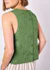 Floral Embroidered Shell Top, Green, large