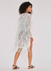 Lace Fringed Long Sleeve Cover Up, Cream, large