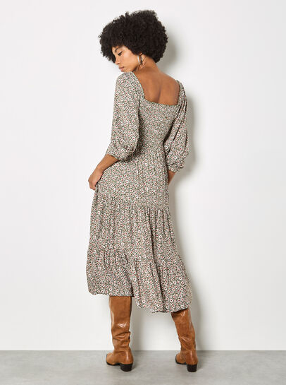 Ditsy Floral Smocked Midi Dress