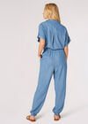 Mid-Wash Denim Utility Jumpsuit, Blue, large