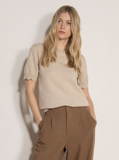 Scallop Knitted T-Shirt