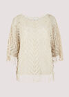 Crochet Fringe Edge Top, Stone, large