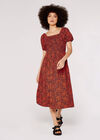 Ditsy Puff Sleeve Midi Dress, Navy, large