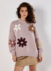 Embroidered Flower Jumper, Pink, large