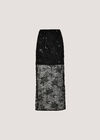 Floral Beaded Lace Midi Skirt, Black, large