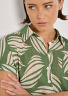 Linen Blend Shell Print Shirt, Green, large