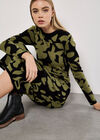 Abstract Flower Knitted Midaxi Dress, Black, large