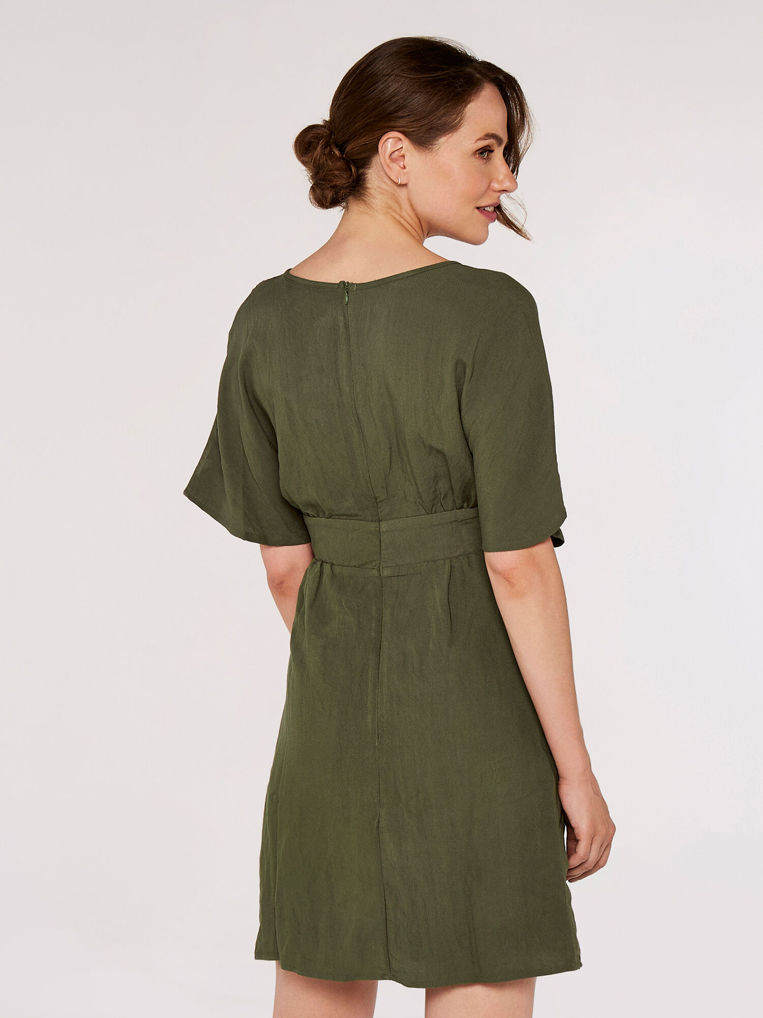 Khaki button shop front dress