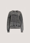 Waffle Panel Washed Cotton Sweatshirt, Grey, large