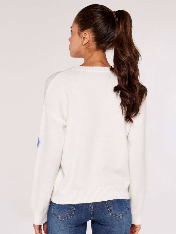 Multicolour Large Daisy Jumper, Cream, large