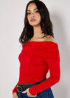 Jersey Bardot Top, Red, large