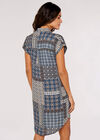 Patchwork Shirt Mini Dress, Navy, large