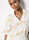 Embroidered Palm Trees Shirt, Cream, large