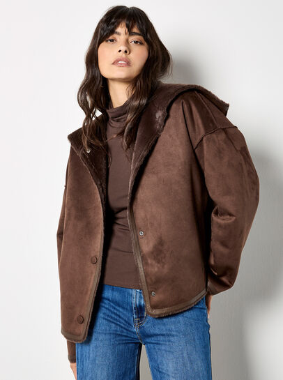 Reversible Faux Fur Suede Jacket