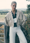 Cropped Trench Coat, Stone, large