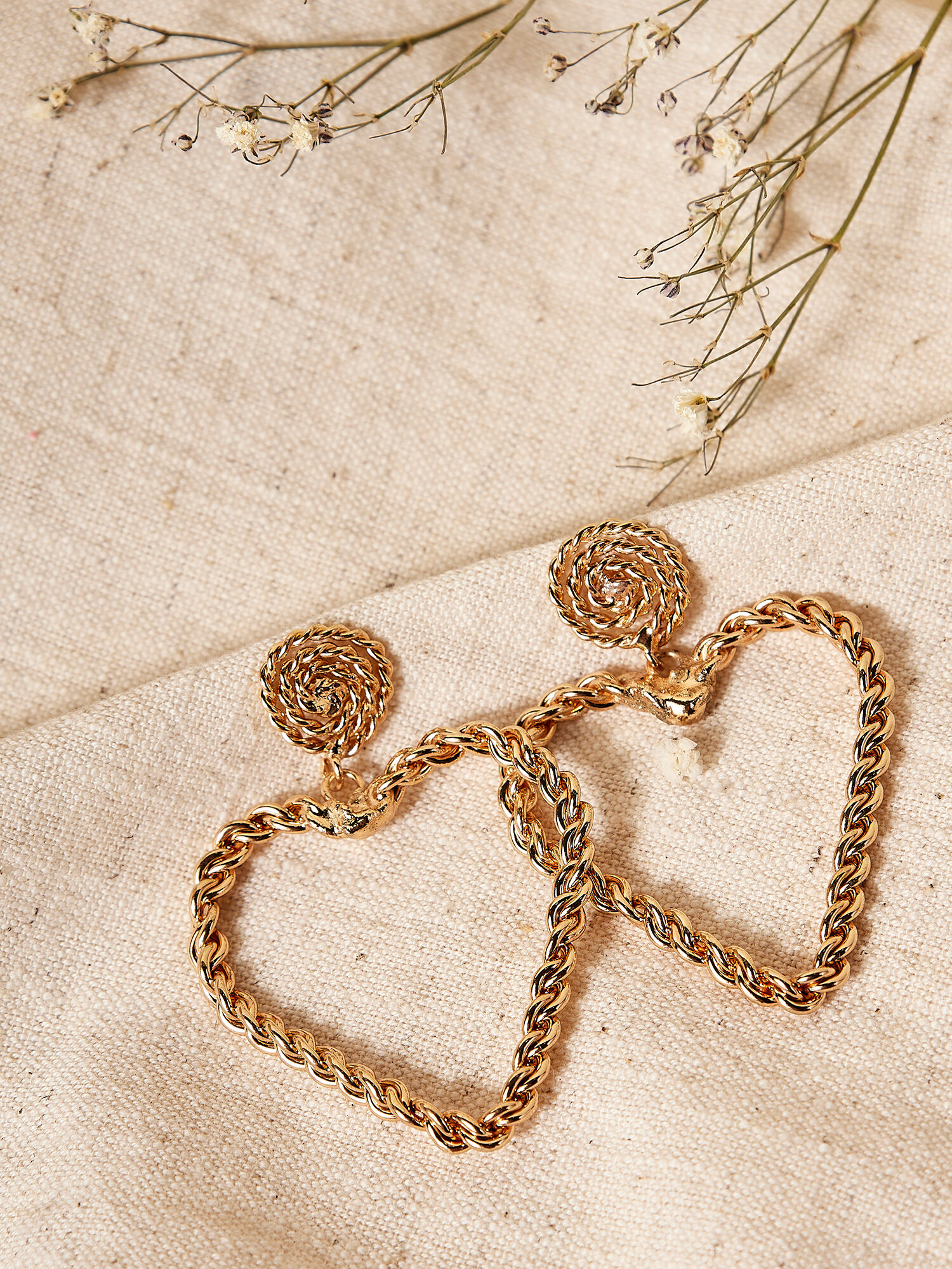 Gold Heart Hoop Earrings Apricot Clothing