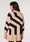 Oversized Geometric Stripe Jumper, Stone, large