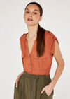 Pocket Vneck Military Top, Rust, large