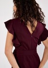 Ruffle Sleeve Jersey Jumpsuit, Burgundy, large