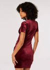 Velvet Ruched Bodycon Mini Dress, Burgundy, large