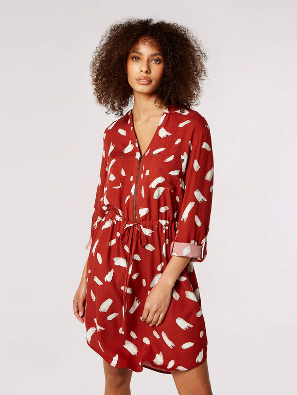 Utility Mini Dress , Rust, large