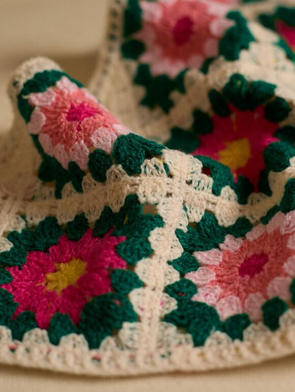 Crochet Head Scarf, Green, large