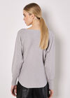 Batwing Sleeve Studded Jumper, Grey, large