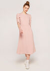 Puff Shoulder Midi Dress, Pink, large