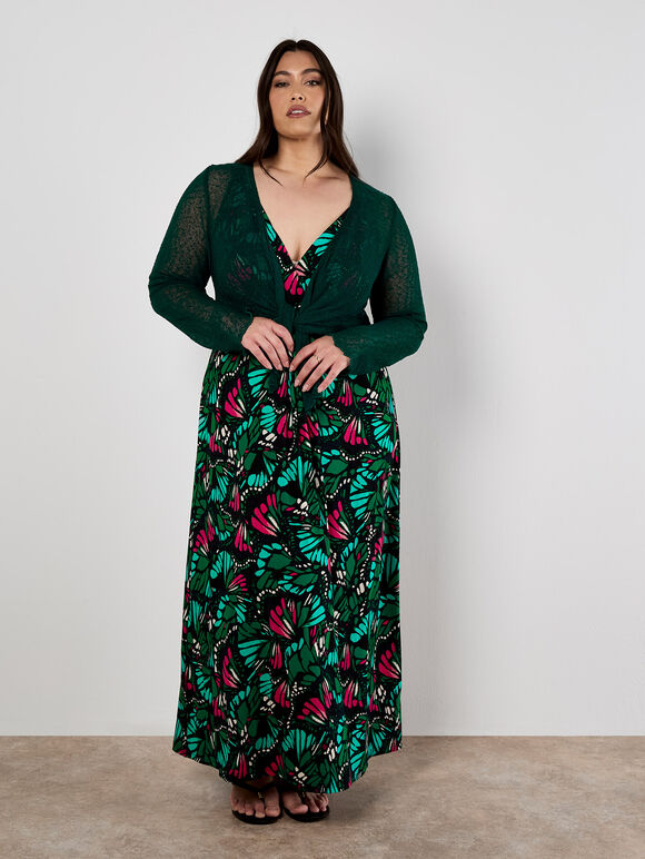 Butterfly Wings Jersey Maxi Dress, Navy, large