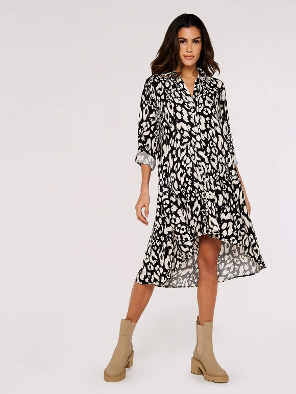 Animal Oversized Shirt Mini Dress, Stone, large