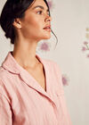 Embroidered Stripe Shirt Dress, Pink, large