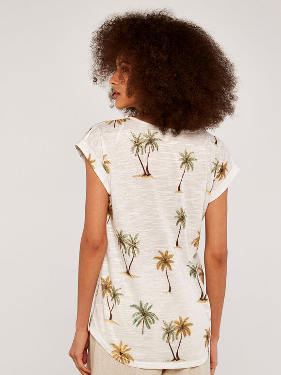 Palm Scene Slub Tee, Mustard, large