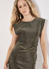 Ruched Sparkle Bodycon Mini Dress, Gold, large