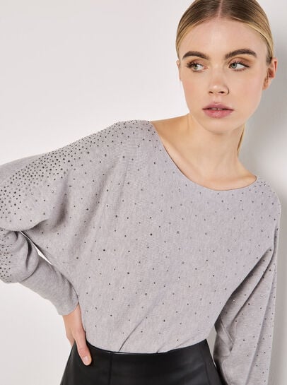 Batwing Sleeve Studded Jumper