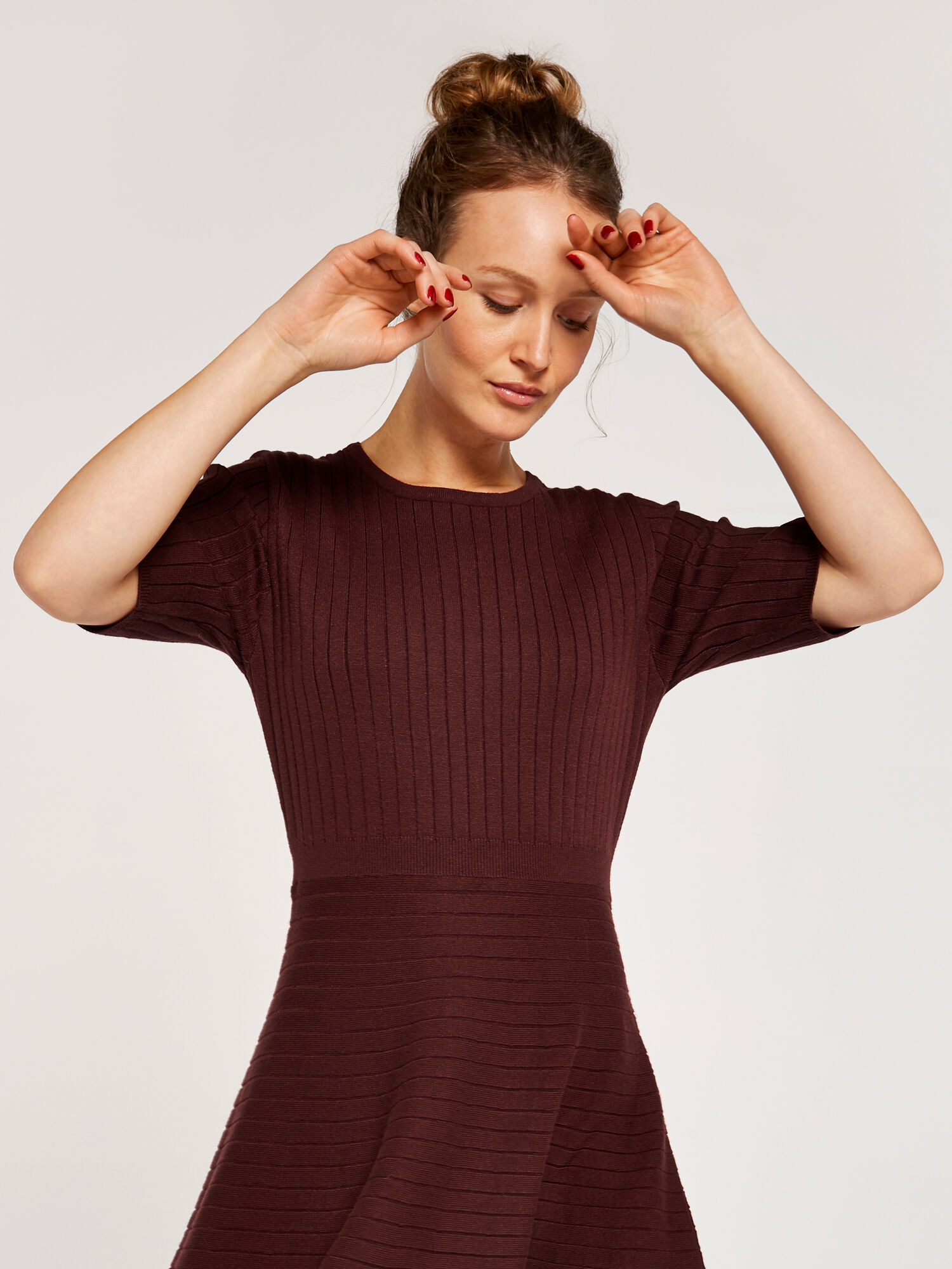 Burgundy ribbed dress sales