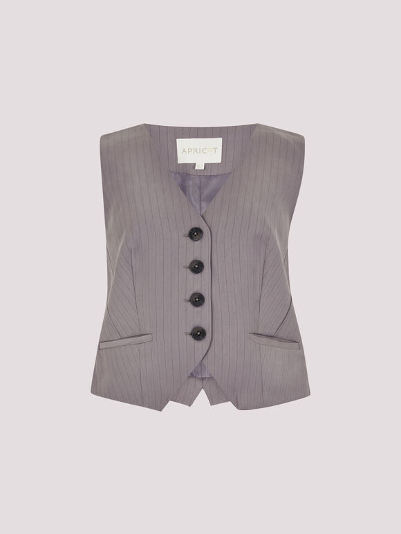 Tailored Pinstripe Waistcoat, Grey, large