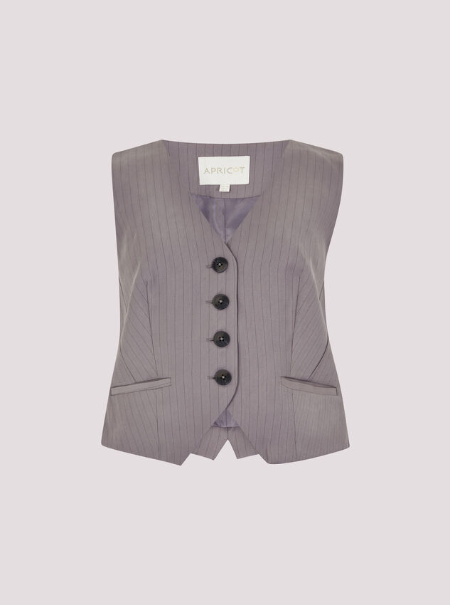 Tailored Pinstripe Waistcoat, Grey, large