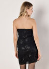 Sequin Fringe Bandeau Mini Dress, Black, large