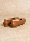 Leather Ballerina Flats, Brown, large
