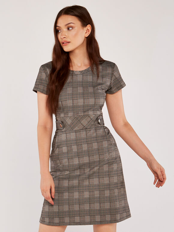  Heritage Check Jacquard Dress, Black, large