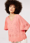 Embroidered Cotton Top, Pink, large