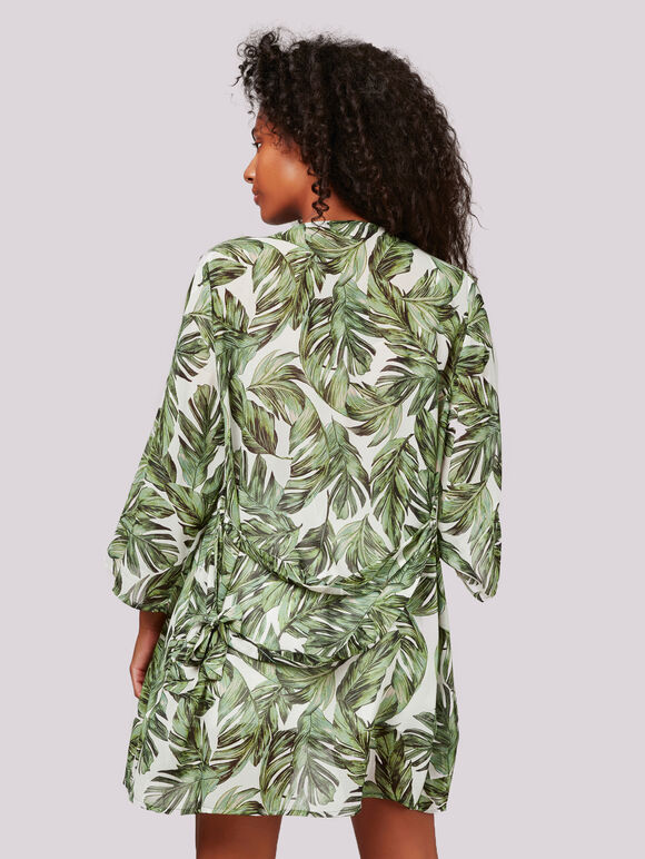Tropical Banana Leaf Kimono, Cream, large