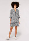 Ditsy Puff Sleeve Mini Dress, Navy, large