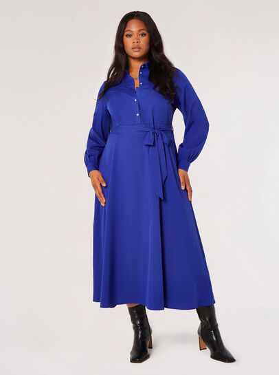 Curve Belted Shirt Midi Dress