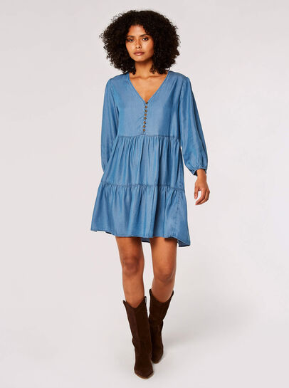 Denim Tiered Mini Dress