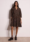 Polka Dot Tiered Mini Dress, Brown, large