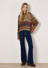 Chunky Knit Tonal Stripe Jumper, Orange, large