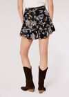 Palm Scene Wrap Skort, Black, large