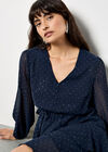 Diamante Embellished Chiffon Tiered Mini Dress, Navy, large