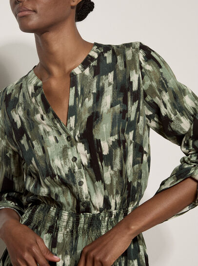 Abstract Print Utility Mini Dress